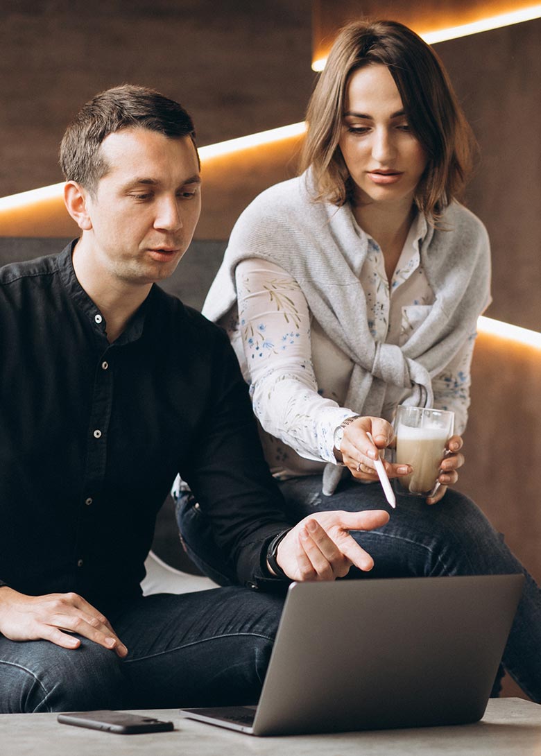 Two people talking